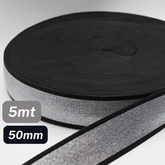 5 Meters Waistband Elastic Black / Lurex Silver 50mm - ACCESSOIRES LEDUC BV